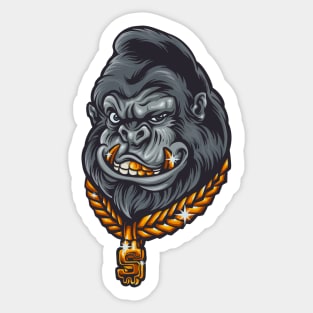 Funny Retro Rich Gorilla Head Sticker